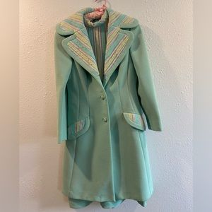 Vintage 1960 Lilli Ann Knit Mint Green Dress Set